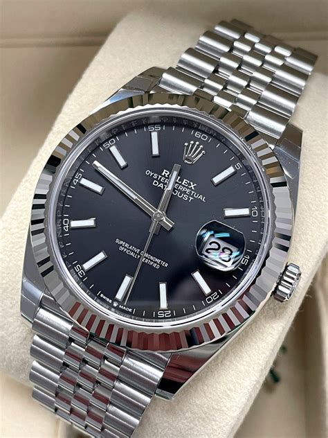 rolex silver and black watch|rolex date just black.